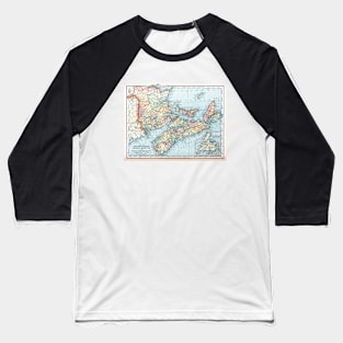 Map of New Brunswick, Nova Scotia, Prince Edward Island & Newfoundland Baseball T-Shirt